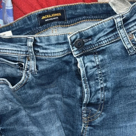 Jack Jones Slim fit blue wash denim jeans Sz 32 - Picture 3 of 15